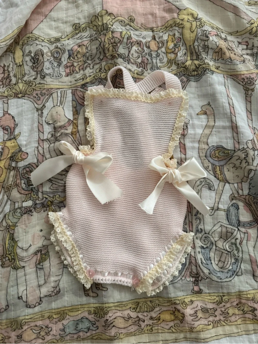 Knitted Spanish Overalls-pink 3m